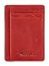 Travelambo Front Pocket Minimalist Leather Slim Wallet RFID Blocking Medium Size(crazy horse red)