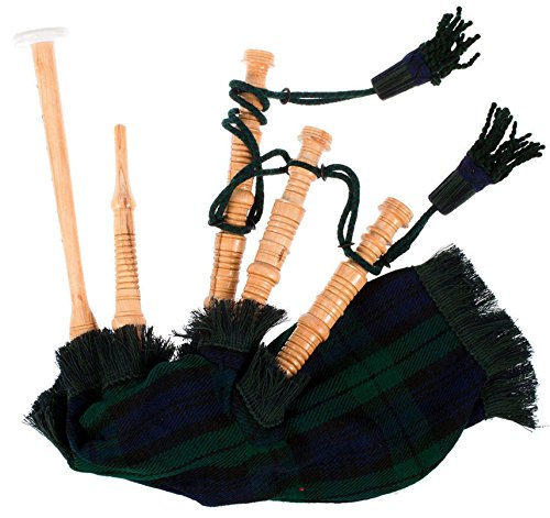 Kids Bagpipe Miniature Playable Bagpipe with Reed In Black Watch Tartan - Thumbnail 4
