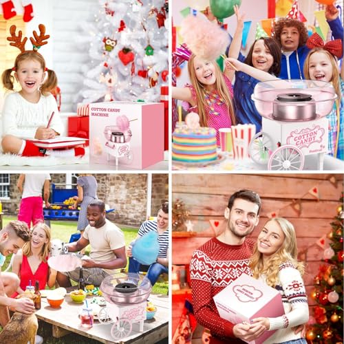 NIUB Cotton Candy Machine, Mini Cotton Candy Maker Machine for Kids with Sugar Scoop, Easy & Safe to Use, Pink Vintage Portable Candy Floss Maker for Birthday, Home, Party Gatherings, Christmas Gift