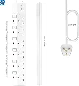 PARTH 6 Way Surge Protected Extension Lead 3m Cable Individual Switches UK view 6
