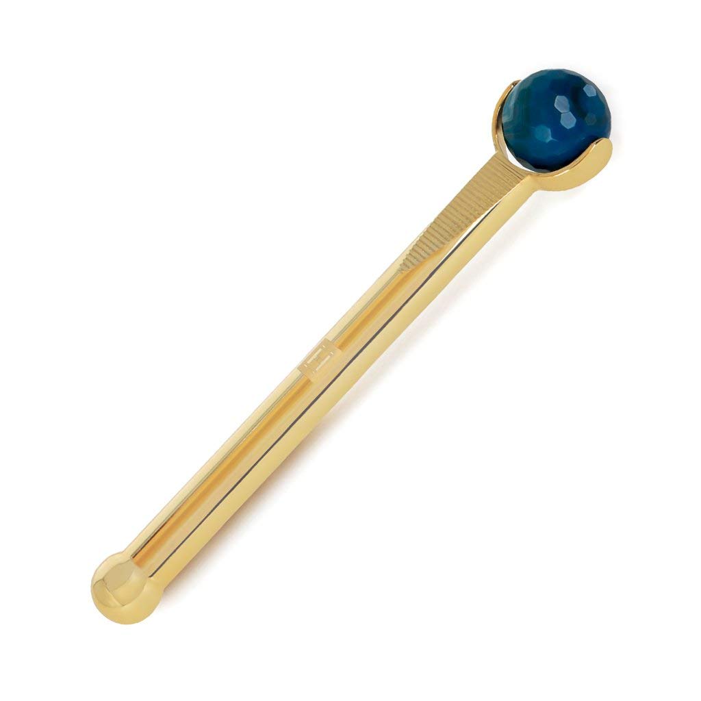 Haute Custom Beauty Blue and Gold Agate Roller Facial Massager Anti Aging Beauty Tool Rejuvenates Face and Neck Skin Promotes Facial and Neck Circulation 200g