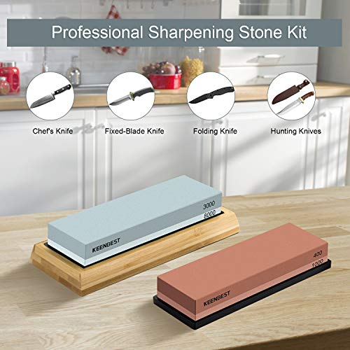 Sharpening Stone Whetstone Set 2 Side Grit 400/1000 3000/8000 KEENBEST