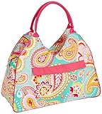 Large Water Resistant Beach Bag High Fashion Print with Zipper TopCan be PERSONALIZED (Blank, Summer Paisley)