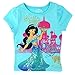 Disney Aladdin Princess Jasmine Girls Short Sleeve Tee (3T, Aqua Jasmine)