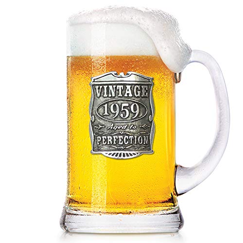 English Pewter Company 1 Pint Vintage Years 1959 60th Birthday or Anniversary Beer Mug Glass Tankard - Unique Gift Idea For Men [VIN030]
