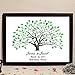 Fingerprints Tree, Proboths Creative Wedding Guest Signature Sign-in Book Canvas Ballons Tree Fingerprints Painting Decor for Wedding Party with 4pcs Ink Pads Green