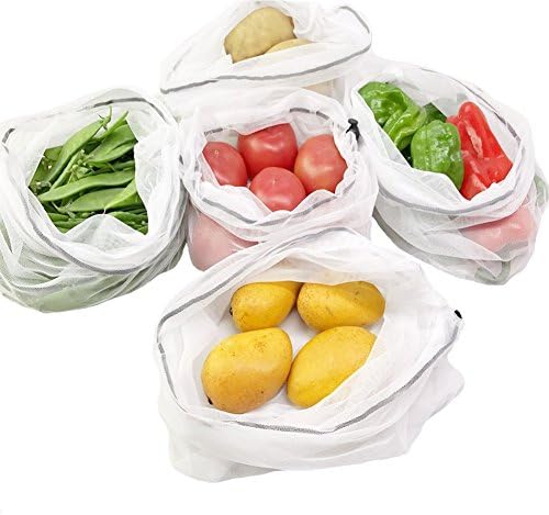 Luckiplus Reusable Produce grocery Bags Premium Washable Eco Friendly Mesh Bags Pack of 8 (11x11 inches)