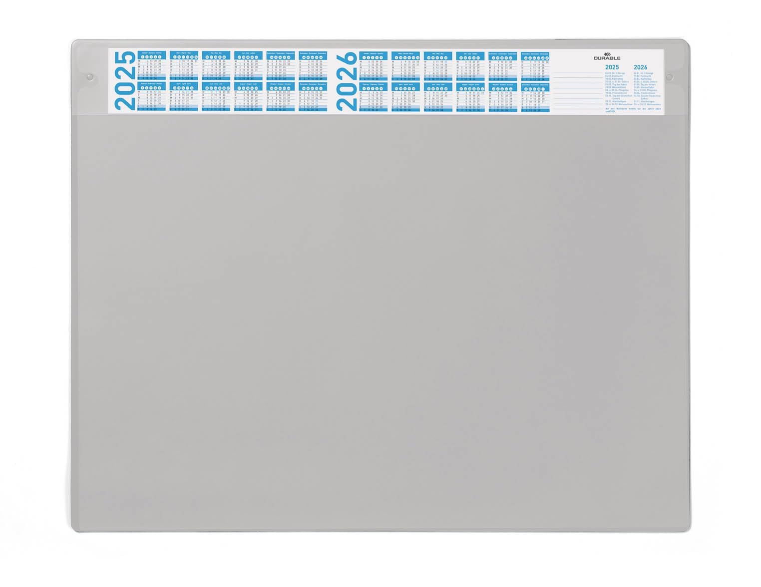 Durable Desk Mat with Annual Calendar Grey | 65 x 52 cm | Pack of 1 | Anti-Glare Transparent Overlay Included and Can be Removed