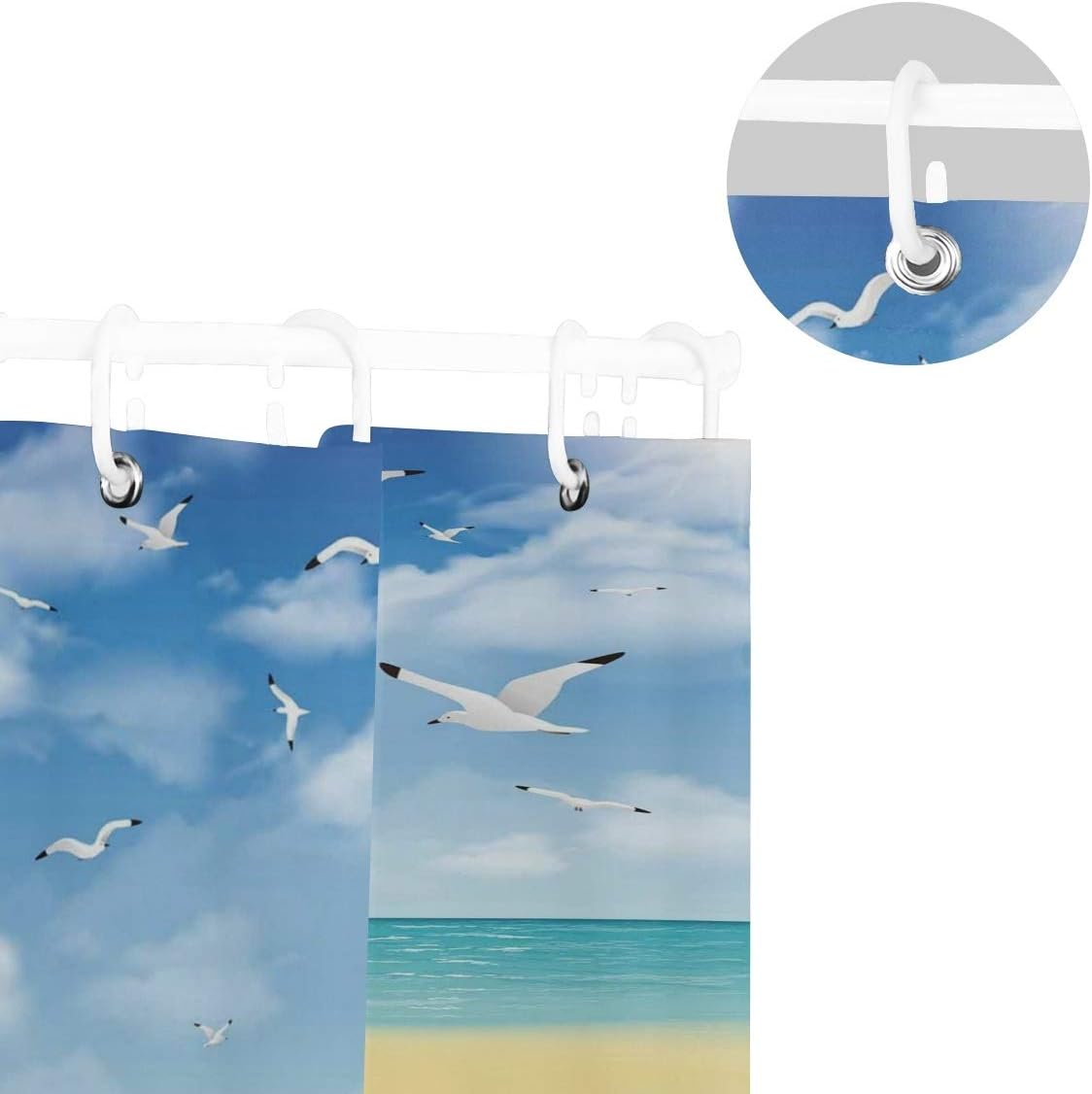 Amazon Kapanou防水 シャワーカーテン 現実的なイラスト灯台穏やかな海岸飛行カモメ海の風景 かわいいシャワーカーテン ユニットバス バスルーム 芸術の装飾 180cmx180cm バスフック付き 取り付け簡単 シャワーカーテン ホーム キッチン オンライン通販