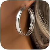 60mm - Classic Chunky Hoop Earrings, Large Statement Hoops, Gold and Silver Options, Lightweight Fashion Jewelry for Women