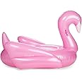 FUNBOY Giant Inflatable Metallic Pink Swan Pool Float, Luxury Float for Summer Pool Parties and Entertainment