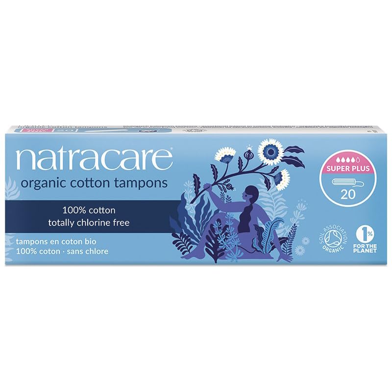 (2 Pack) Natracare Organic Cotton Tampons Super Plus, Non-Applicator | 2 x 20 Count (40 Tampons)
