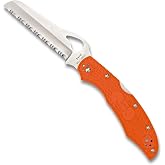 Spyderco Byrd CaraCara 2 Rescue Folding Pocket Knife, SpyderEdge | Orange, 8.66" Overall Length, 3.91" 8Cr13MoV Steel Blade, FRN Handle, Back Lock, Hollow Grind