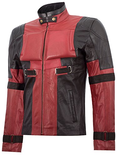 Red & Black Cosplay Ryan Reynold Deadpool Costume Leather Jacket