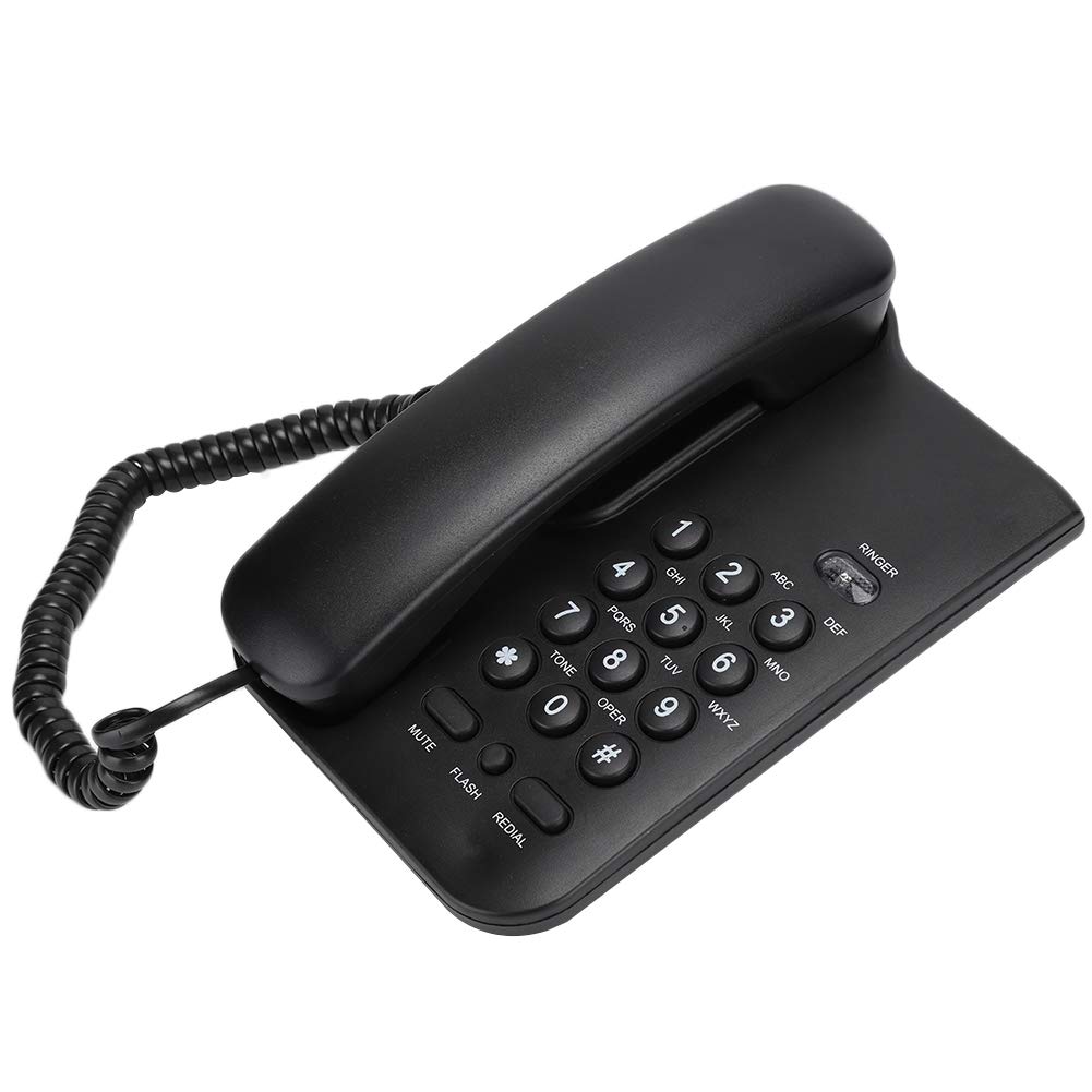 Desktop Corded Telephone, Landline Telephone, Basic Landline Phone for Hotel Home Office, Landline Phone with Loud Volume, Mute, Flash, Redial (Black)