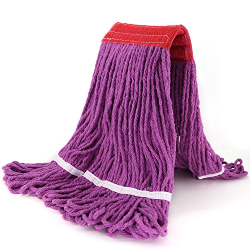 Bonison 16 oz Cotton Easy Wring Saddle Mop Head Refill, Heavy Duty Looped-End String Swinger Style Replacement Mop Head, for Home, Commercial, and Industrial Use (5 Pack Multi Color, 16 oz) - Thumbnail 6