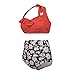 PZZ Plus Size High Waisted Swimsuit Flouncing Retro Flower Printed Beachwear Two Pieces Bathing suits Bikini Set