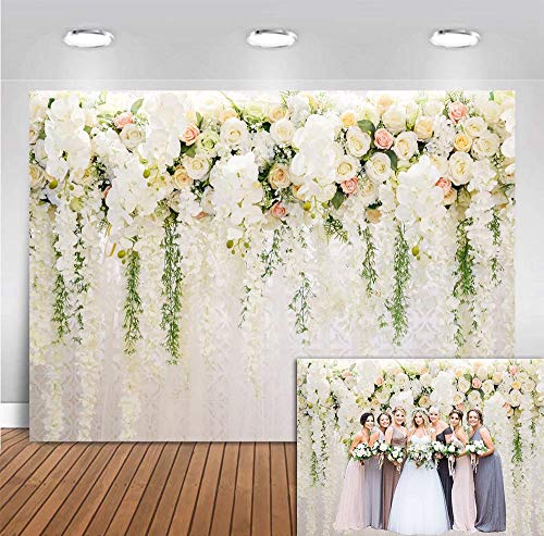 Fanghui 7x5FT 3D Rose Floral Photography Backdrops Wedding Bridal Shower Flowers Photo Booth Background Dessert Table Party Decoration Supplies Studio Props Vinyl Banner - Thumbnail 3