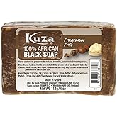 Kuza 100% African Black Soap - Fragrance Free, 4 oz