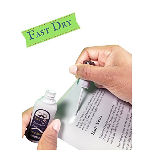 Mr. Pen Correction Set, 3 Correction Tape, 2 Correction Fluid (2in1), 3 Erasers, White