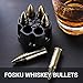 Whiskey Stones Bullets Gift Set Stainless Steel - Gold Large Reusable Ice Cubes Chilling Rocks with Barrel Base by FOSKU, Gift for Dad Husband Birthday Wedding Day and Party(Set of 6)