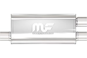 MAGNAFLOW EXHAUST PRODUCTS MagnaFlow Performance Exhaust Muffler 12265: 2.5"/2.5" Inlet/Outlet, 5x8x18" Oval, Stainless Steel, Satin Finish