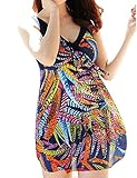 NINEWE Women's One-piece Swimwear Retro Vintage Swimsuit Cover Up Swimdress