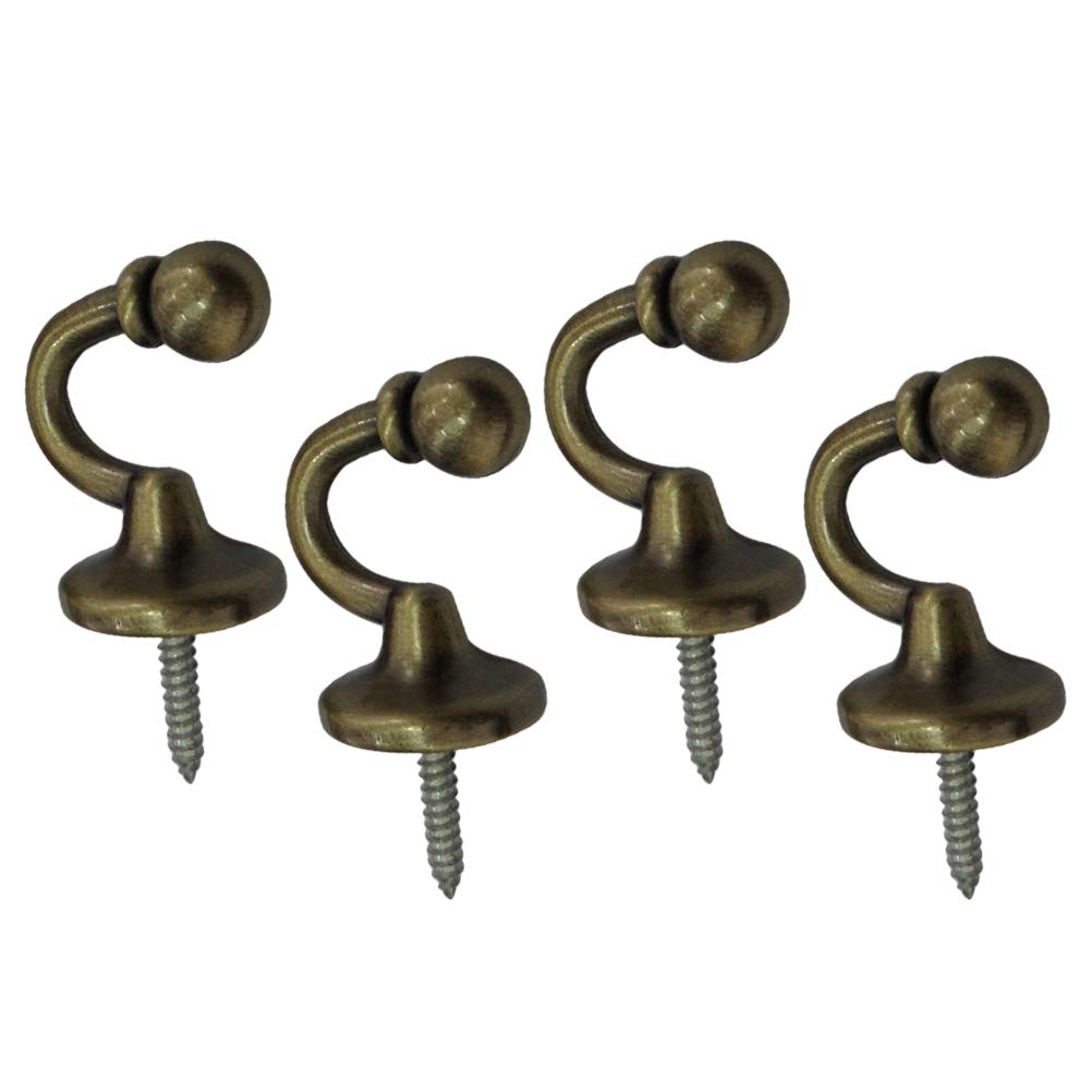 Vosarea 4 unids Ganchos para Cortinas duraderos de Bronce Retro Gancho