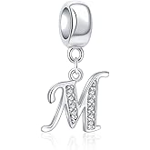 SOUKISS 925 Sterling Silver Letter Beads Initial A-z Dangle Alphabet Crystal Charm Fits European Bracelet Gift for Mother Valentines day