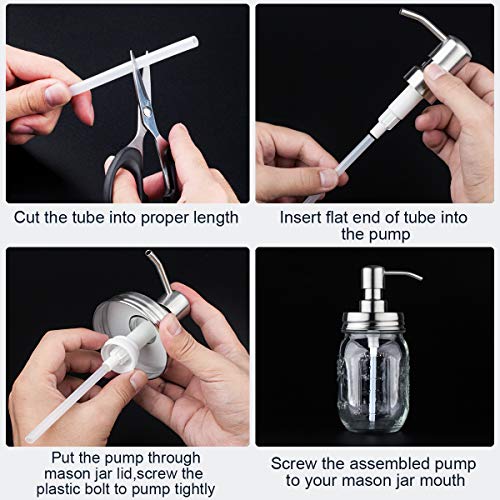 KEEGH Mason Jar Soap Dispenser Stainless Steel Lotion Dispenser Pump for Bathroom Kitchen Accessories (Sliver) - Thumbnail 4