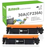 Aztech 2 Packs Compatible 30A CF230A Toner Cartridge Replacement for HP LaserJet M203d M203dn M203dw HP LaserJet Pro MFP M227fdn M227fdw M227sdn Toner Printer-With Chip