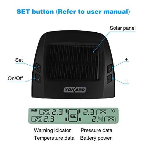 YOKARO RVs TPMS, Solar Powered Tire Pressure Monitoring System with 6