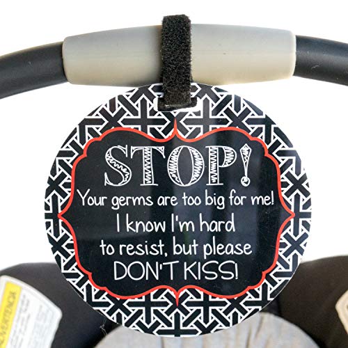 No Kissing Tag - Stop, Your Germs Are Too Big For Me, I Know I'm Hard To Resist But Please Don't Kiss (Preemie Tag, Newborn Tag, Baby Car Seat Tag, Baby Shower, Stroller Tag)