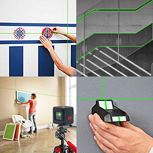 Laser Level, HANMATEK green Cross Line Laser with Measuring Range 50ft, Self-Leveling Vertical and Horizontal Line, Rotatable 360 Degree, Battery Included and Carrying Pouch LV1G
