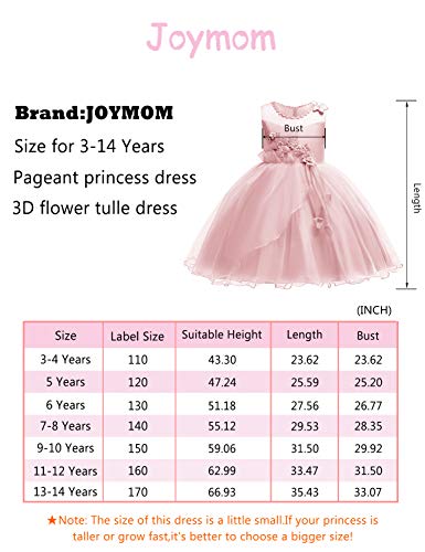 JOYMOM Bridal Dress for Girls, 2018 Little Girl Summer Stylish Cool Even-Hemmed Weddings Gowns Toddlers Evening 3D Appluque Ruffles Party Dresses for Easter Mint Green Size (130) 5-6 Years