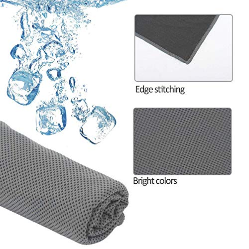 RiptGear Instant Cooling Towel - Ultra Thin Lightweight Design for Fitness and Exercise, Gym, Yoga, Sports, Pilates, Travel, Running and Hiking - Gray