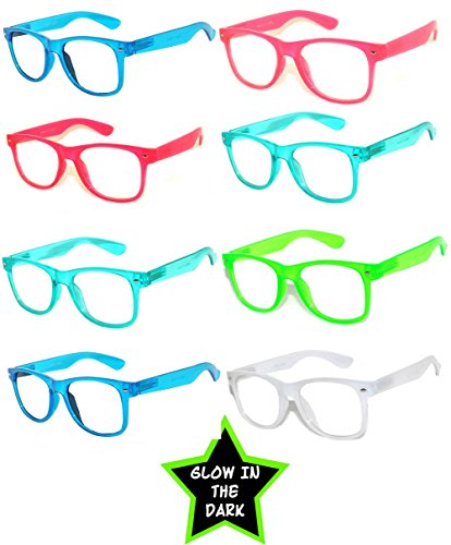 Retro Style Vintage Clear Lens Sunglasses Color Frames 8 Pack OWL