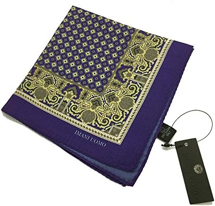 Imani Uomo Pattern 100% Silk Pocket Square Hanky - Purple and Gold Floral