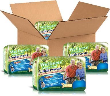 Wellness Briefs Highly Absorbent Premium Adult  / Underwear with NASA inspired Technology CASE (4 Pack of 12 Adult Diapers) (XL)