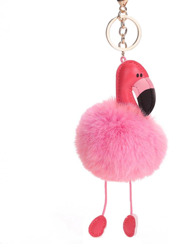 Sanjose81 Plush Flamingo Pendant Key Chain Handbag Car Decoration Clasp Keyring (Pink)
