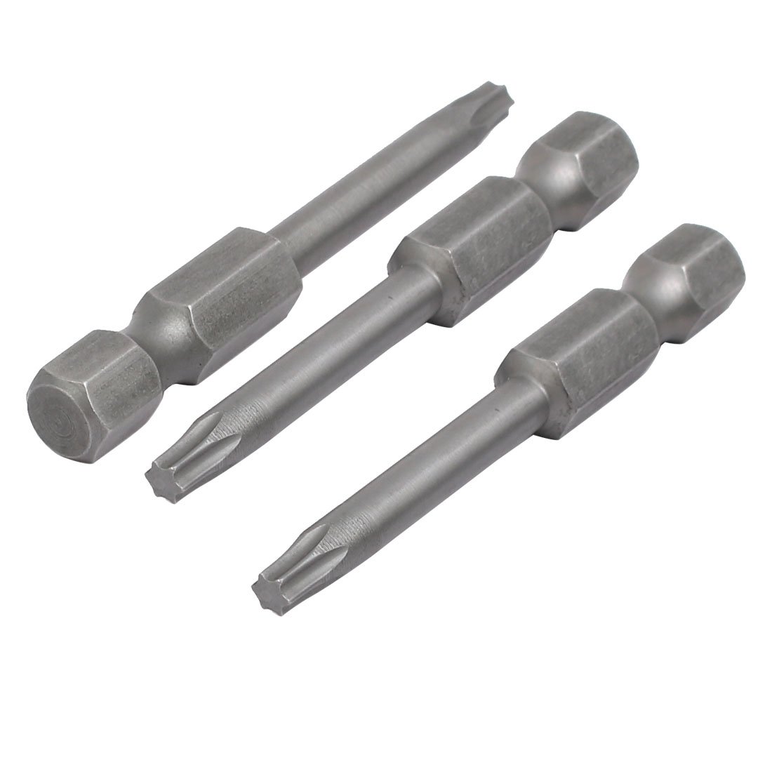 Sourcingmap 1/4" Hex Shank T15 Magnetic S2 Torx Screwdriver Bits 50mm Length Gray 3pcs