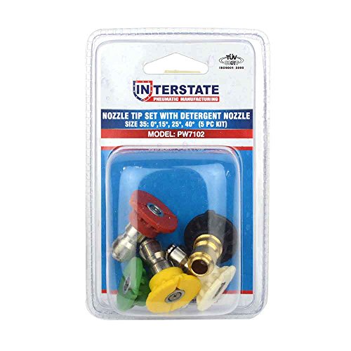 Interstate Pneumatics PW7103 Pressure Washer 1/4" Quick Connect High Pressure Spray Nozzles Tip Set (5-piece)