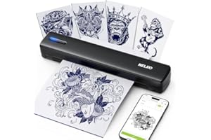 Nelko Tattoo Stencil Printer, D810 Wireless Thermal Tattoo Printer with 10pcs Tattoo Transfer Papers, Portable Tattoo Machine for Artist & Beginners, Compatible with Phones, Tablets & PC, Black