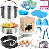 Instant Pot Accessories Set - Instapot Accessories Compatible with 6 qt 8 Quart Insta Pot w/Steamer Baskets,Springform Pan,Egg Bites Mold/Separator/Rack,Kitchen Tongs,Cheat Sheet Magnets - 16 PCS