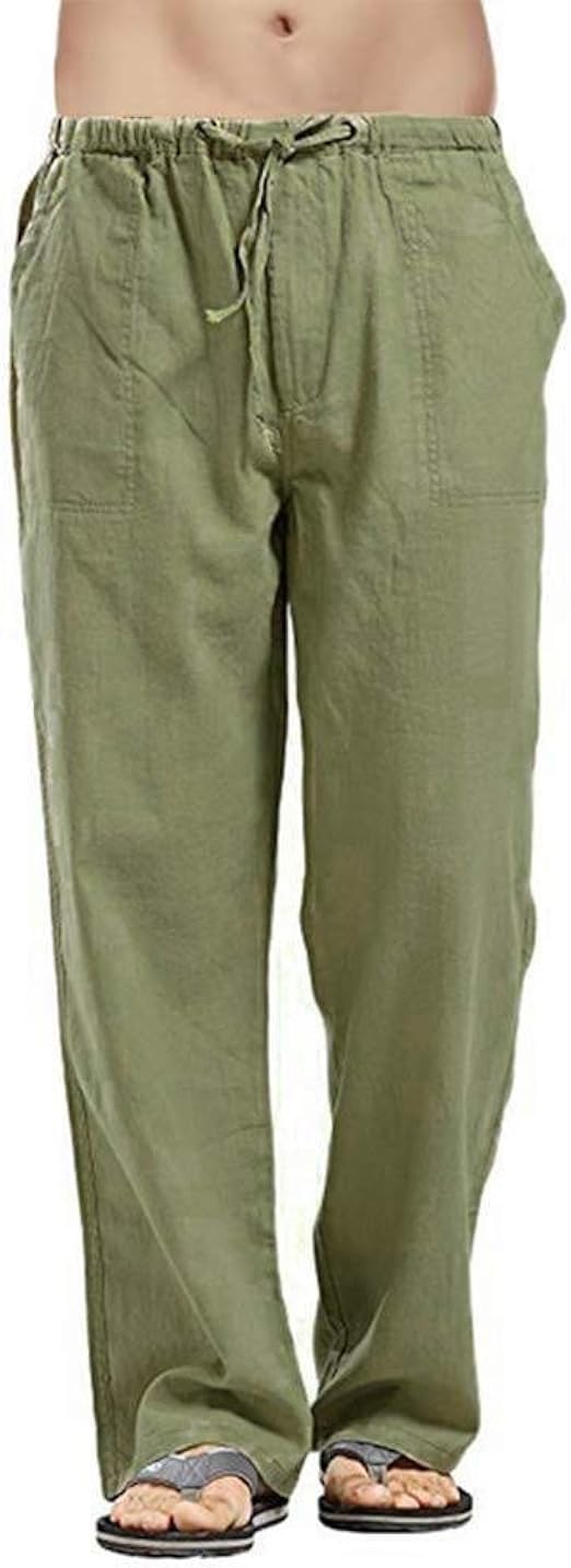 Herren Leinenhose Baggy - Leichte Sommerhose Mit Kordelzug, Größen S-6XL
