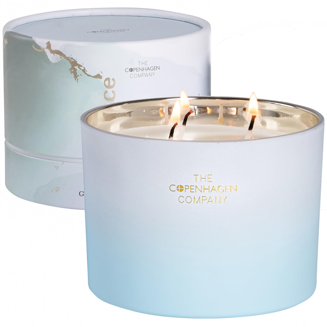 Luxury Scented Candle Gifts for Women | Aromatherapy Natural Wax Blend | 30 Hours Burn time | The Copenhagen Company - Green Apple, Violet & Muguet (12oz)