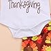 Thanksgiving Outfit Newborn Baby Boy Girl Letter Print Romper Turkey Print Pant Hat Headband 4pcs Clothes Set(0-3 Months, White)