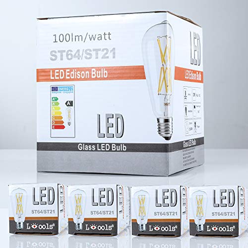 Vintage LED Edison Bulb Dimmable 15W Led Filament Light Bulb ST64 1300 Lumen 4000K Daylight White 100-120 Watt Incandescent Equivalent E26 Base Decorative Antique Lamp for Home Bathroom Bedroom 4 Pack