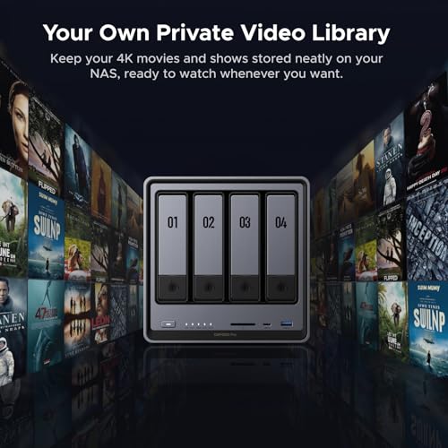 UGREEN NAS DXP4800 Pro 4-Bay Desktop NAS, Intel® Core™ i3-1315U 6-Core CPU, 8GB DDR5 RAM, Built-in 128G SSD, 1x 10GbE, 1x 2.5GbE, 2X M.2 NVMe Slots, 4K HDMI, Network Attached Storage (Diskless)