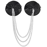 Ayliss Sexy Black Chain Tassel Satin Nipple Cover Petals Pasties